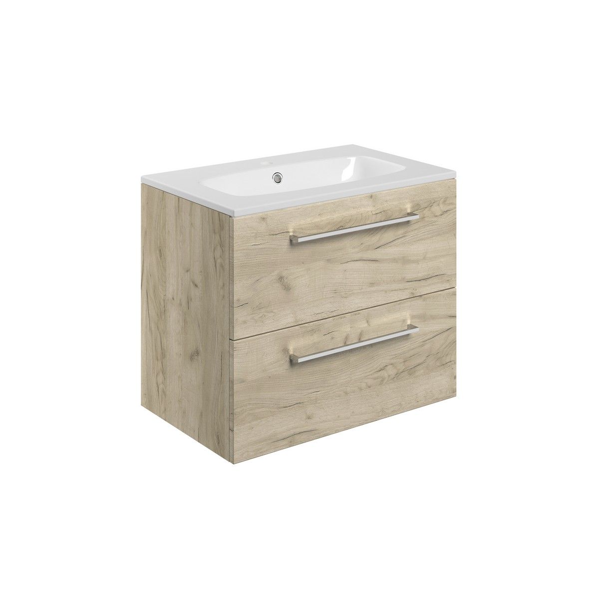 Helston Wall Hung 2 Drawer Basin Unit & Basin 610mm - Oak