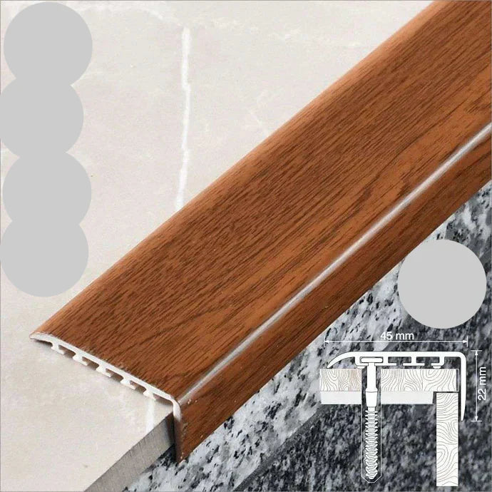 45x22mm Wood Effect PVC Stair Nosing – UPVC Edge Trim for Safe Step Protection Walnut 9E 2.0m