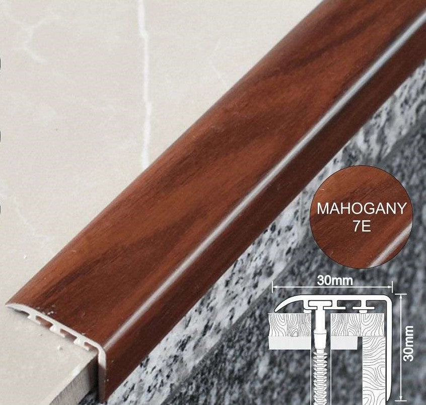 D-K0200 30 x 30mm Pvc Wood Effect Stair Nosing Edge Trim Mahogany 7e 1.0m