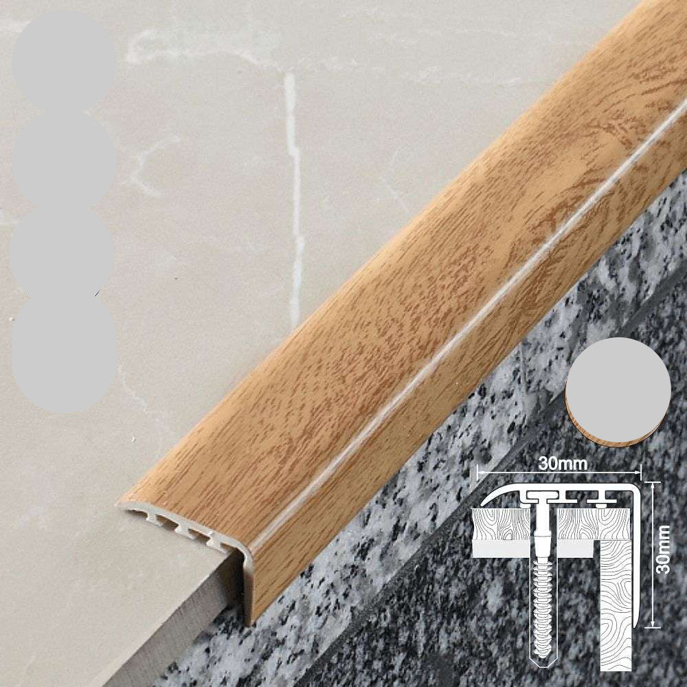 D-K0200 PVC Wood Effect Stair Nosing Edge Trim – 30 x 30mm UPVC Step Edge Protector Oak 4P 2.0m