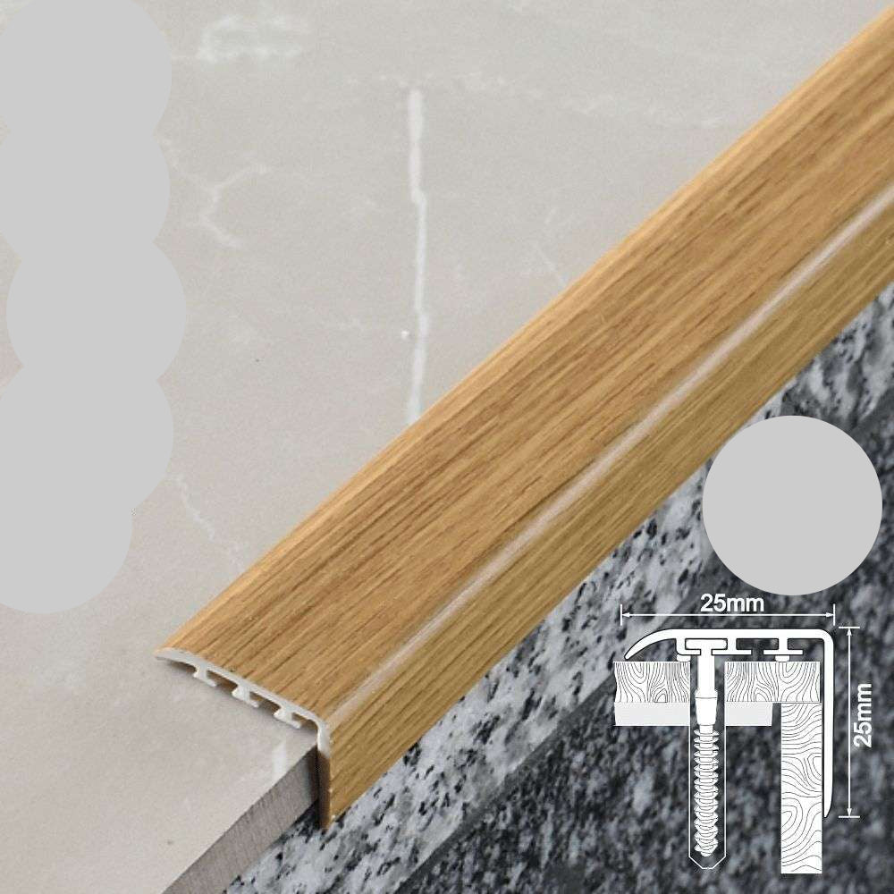 45x22mm Wood Effect PVC Stair Nosing – UPVC Edge Trim for Safe Step Protection Oak 2E 2.0m