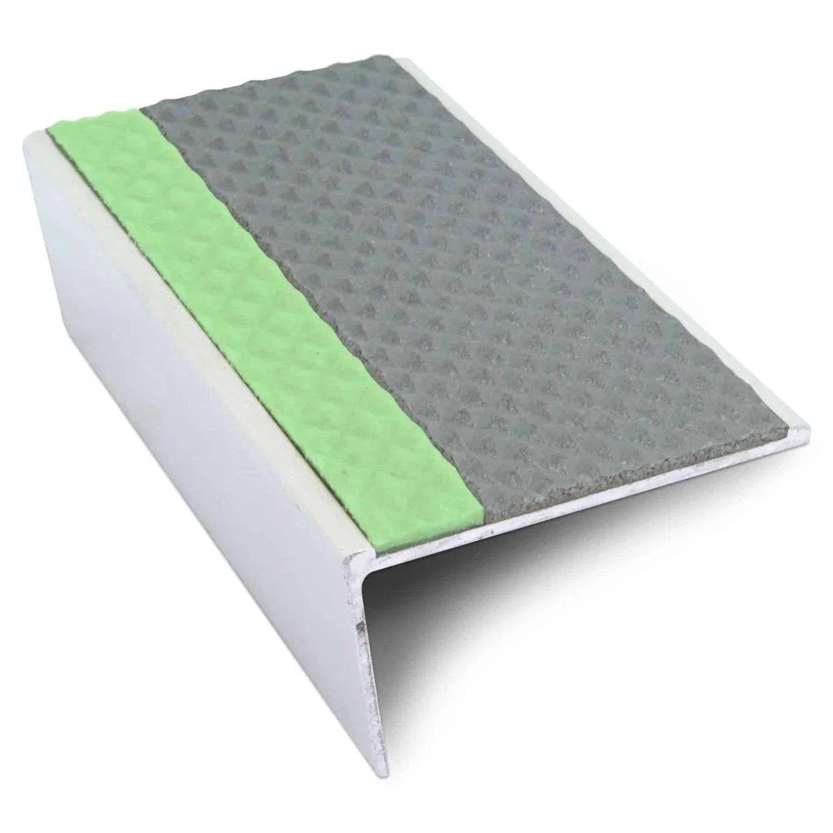 ASL02 Tredsafe 57x32mm Aluminium Non Slip Stair Nosing Edge Trim With Pvc Insert Dolphin Grey Tredsafe
