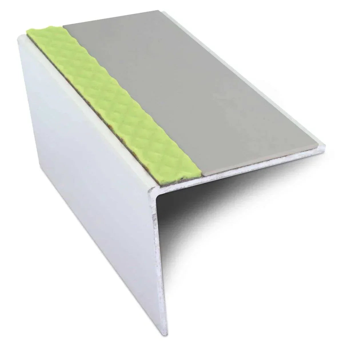 ASL19 56x55mm DDA Compliant Aluminium Non Slip Stair Nosing Edge Trim With Pvc Insert Dolphin Grey