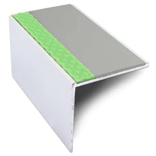 ASL19 56x55mm Tredsafe DDA Compliant Aluminium Non Slip Stair Nosing Edge Trim With Pvc Insert Dolphin Grey Tredsafe