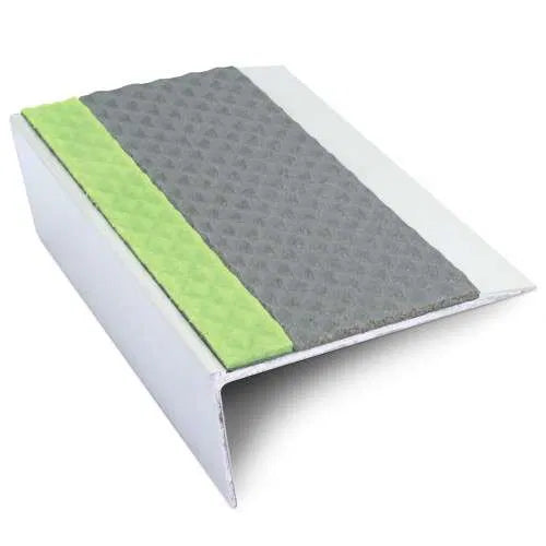 ASL16 Tredsafe 66x32mm Aluminium Non Slip Stair Nosing Edge Trim With Pvc Insert Dolphin Grey Tredsafe