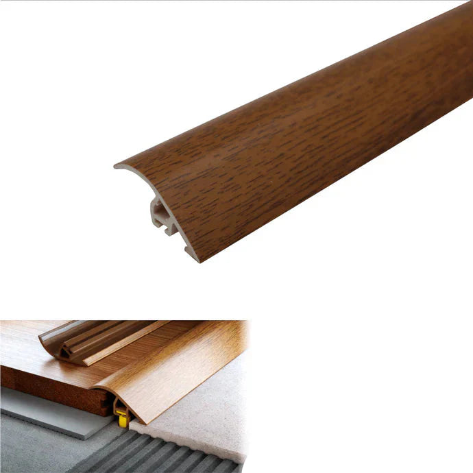 D-PS400 40mm PVC Wood-Effect Ramp Door Threshold Walnut 9E