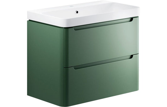 Stanton 800mm 2 Drawer Wall Hung Basin Unit (Basin Included) - Matt Sage Green