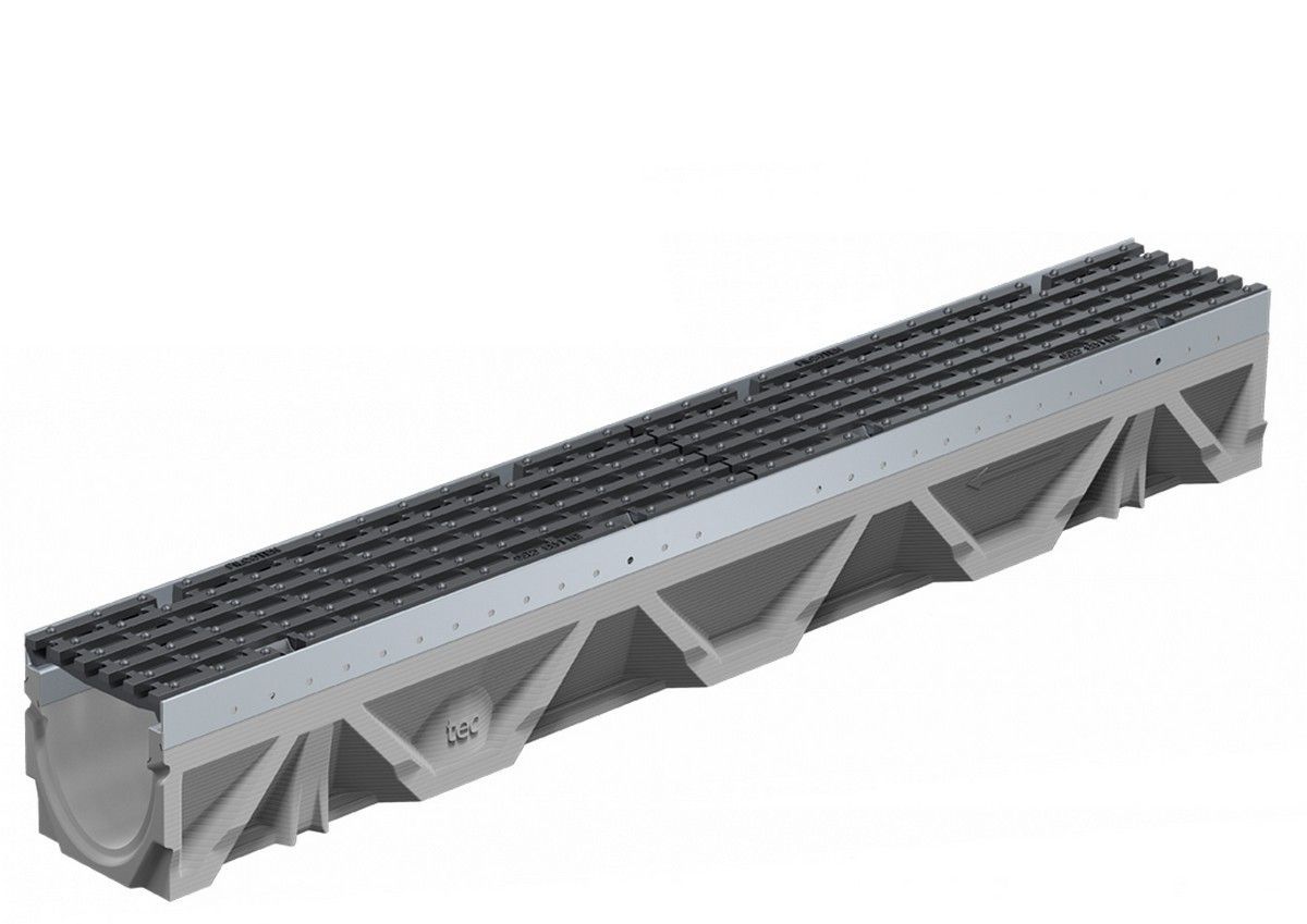 Filcoten NW100 Tec Channel with D400 Ductile Iron Heelsafe Grate - 1000mm