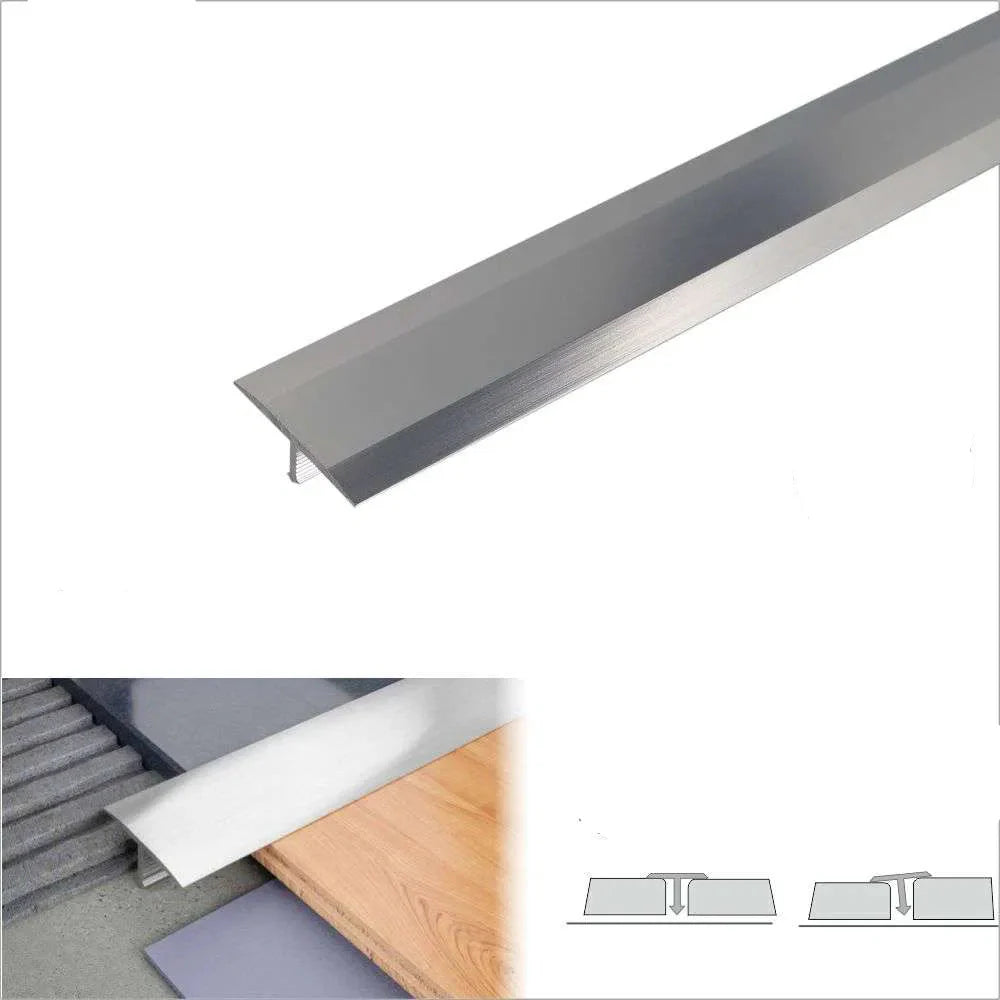 A56 26mm Anodised Aluminium T-Bar Threshold Strip for Tile Transitions Electro Polished