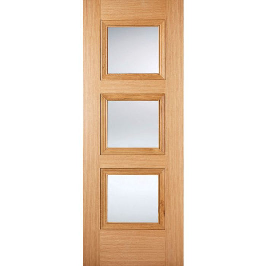 LPD Amsterdam 3L Glazed Internal Door 1981 x 762mm Pre-Finished Oak