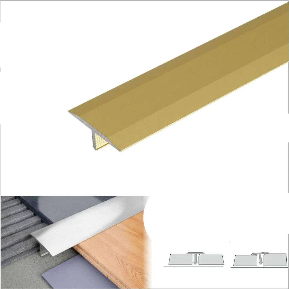 A56 26mm Anodised Aluminium T-Bar Threshold Strip for Tile Transitions Gold