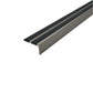 A37 36 x 20mm Anodised Aluminium Non Slip Rubber Stair Nosing Edge Trim With Inserts Inox With Black Rubber