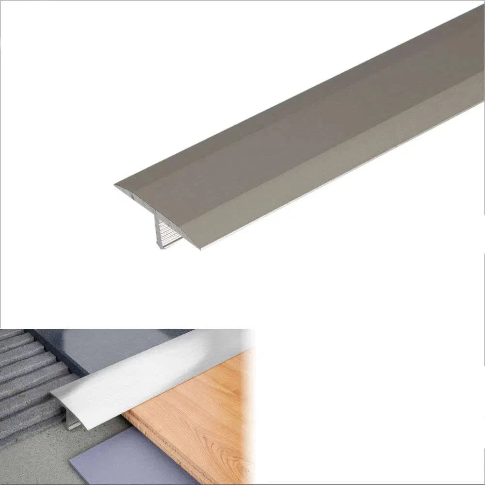 A55 18mm Anodised Aluminium T-Bar Threshold Strip for Tile Transitions Inox