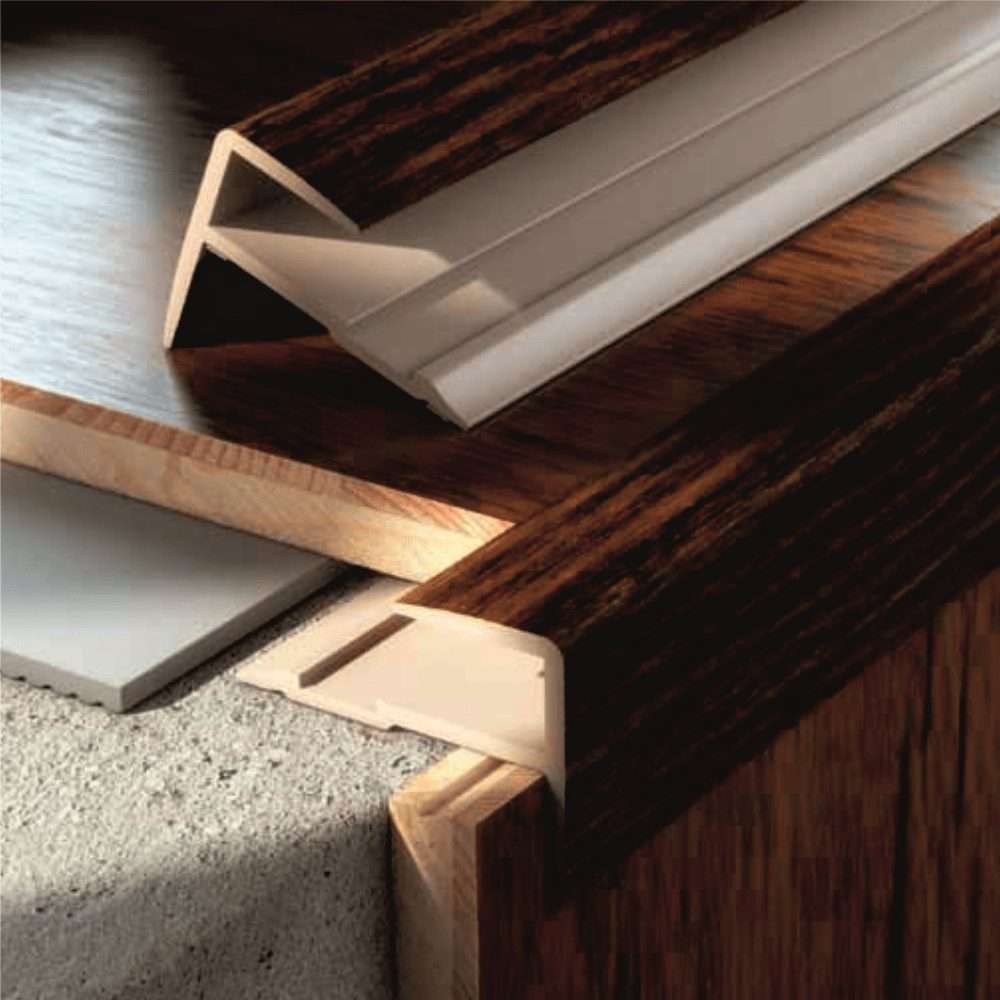 D-K0600 16 x 25mm Push-In Pvc Wood Effect Stair Nosing Edge Trim Walnut 9E 2.0m