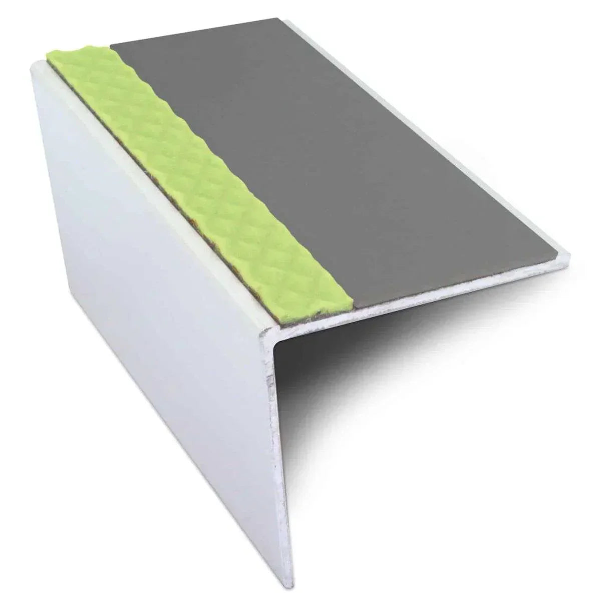 ASL20 57x55mm DDA Compliant Aluminium Non Slip Stair Nosing Edge Trim With Pvc Insert Midnight Grey