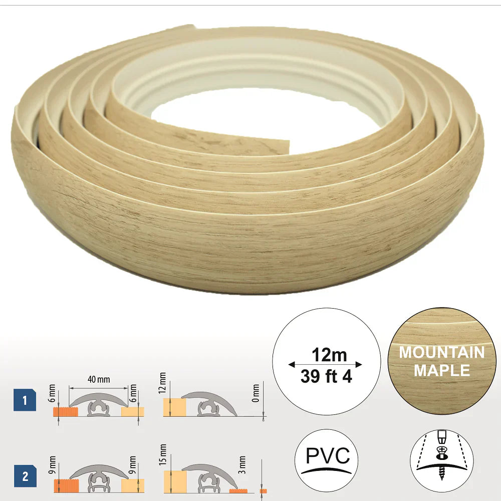 40mm PVC Flex Line Flooring Transition Strip – Flexible Threshold Profile