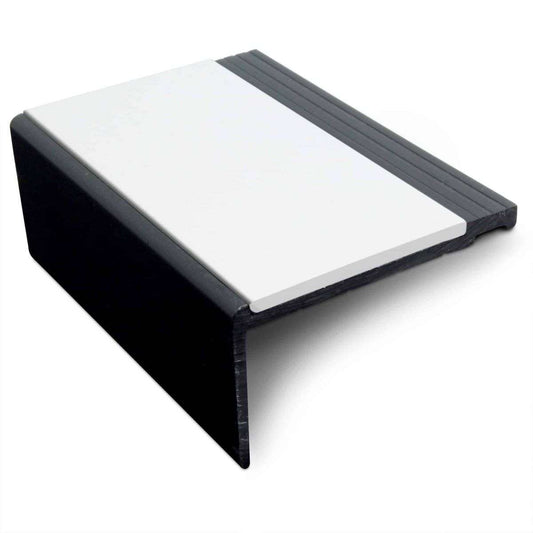 NHP 60.4x32mm Heavy Duty Hard Nose PVC Stair Nosing – Non-Slip Aluminium Profile White Genesis
