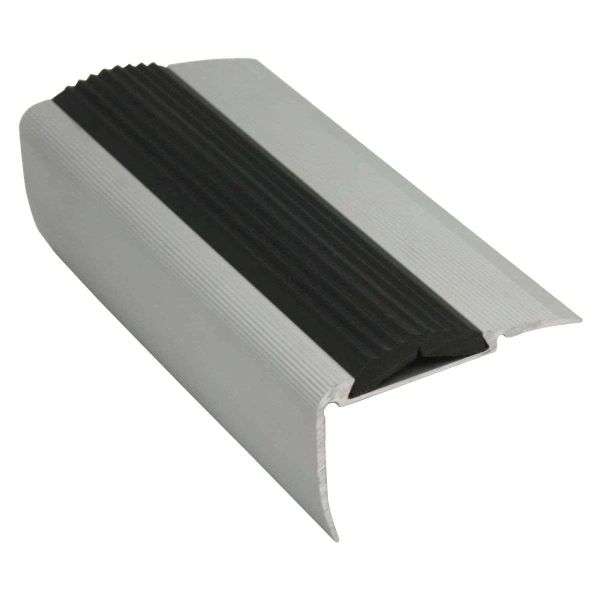 NRE05 – 54 x 30mm Non Slip Aluminium Stair Nosing With Rubber Insert 2.7m Silver