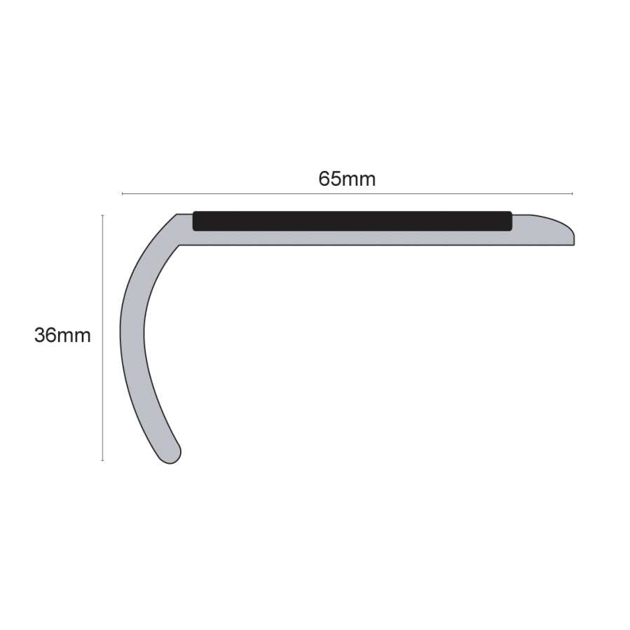 NSP – 56 x 32.5mm Slimline Hard Nose PVC Tredsafe Non Slip Stair Nosing
