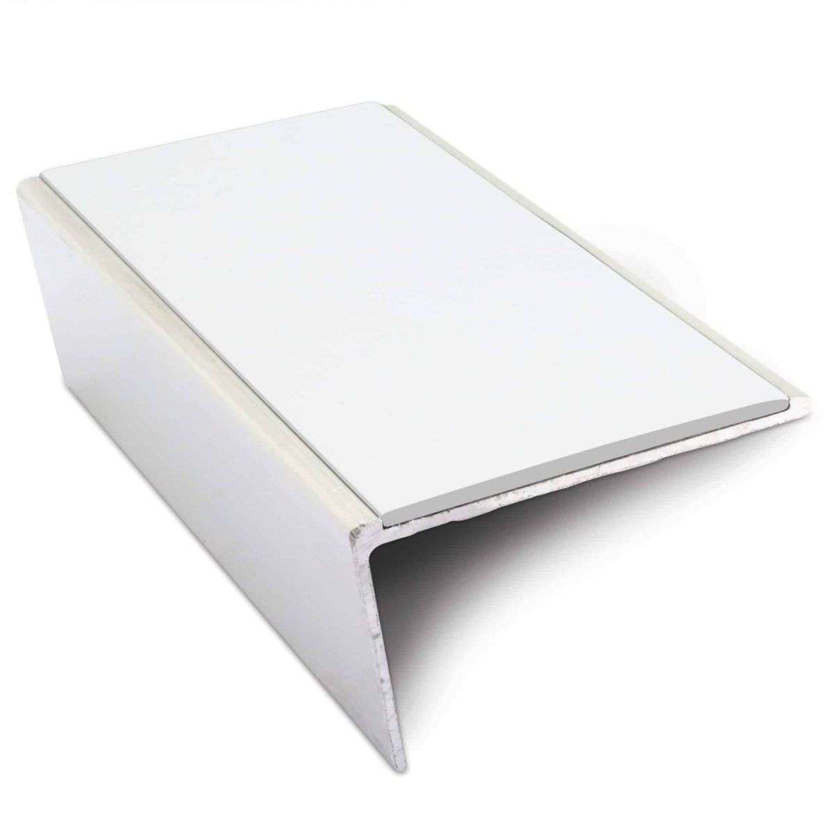 NSL02 57x32mm Aluminium Rakeback Stair Nosing with Anti-Slip PVC Insert White