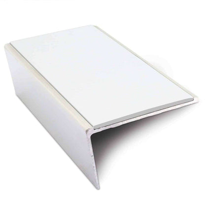 NSL02 57x32mm Aluminium Rakeback Stair Nosing with Anti-Slip PVC Insert White