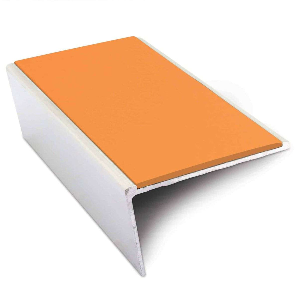 NSL02 57x32mm Aluminium Rakeback Stair Nosing with Anti-Slip PVC Insert Tangerine