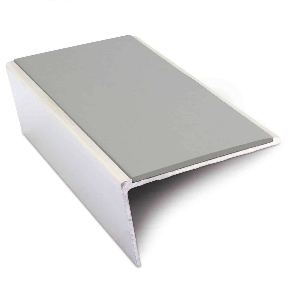 NSL02 57x32mm Aluminium Rakeback Stair Nosing with Anti-Slip PVC Insert Dolphin Grey