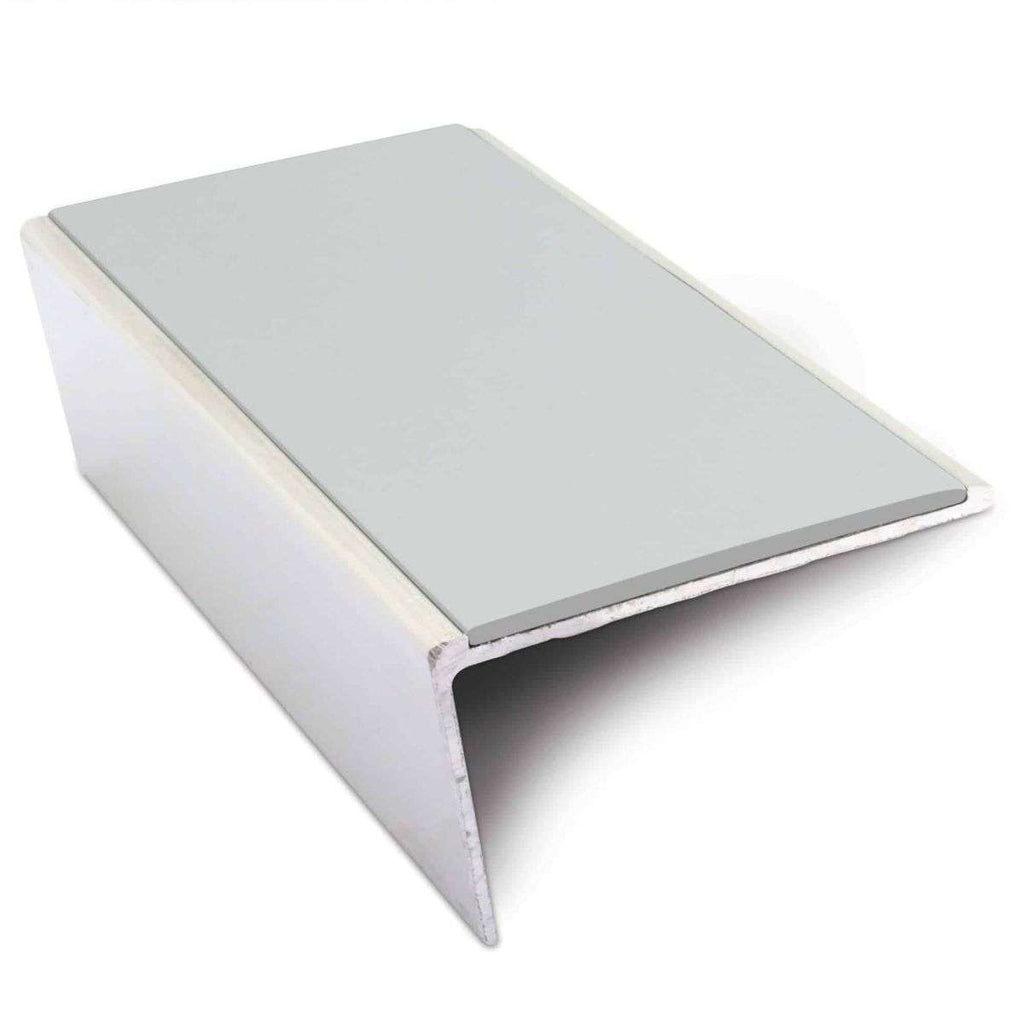NSL02 57x32mm Aluminium Rakeback Stair Nosing with Anti-Slip PVC Insert Ice Grey
