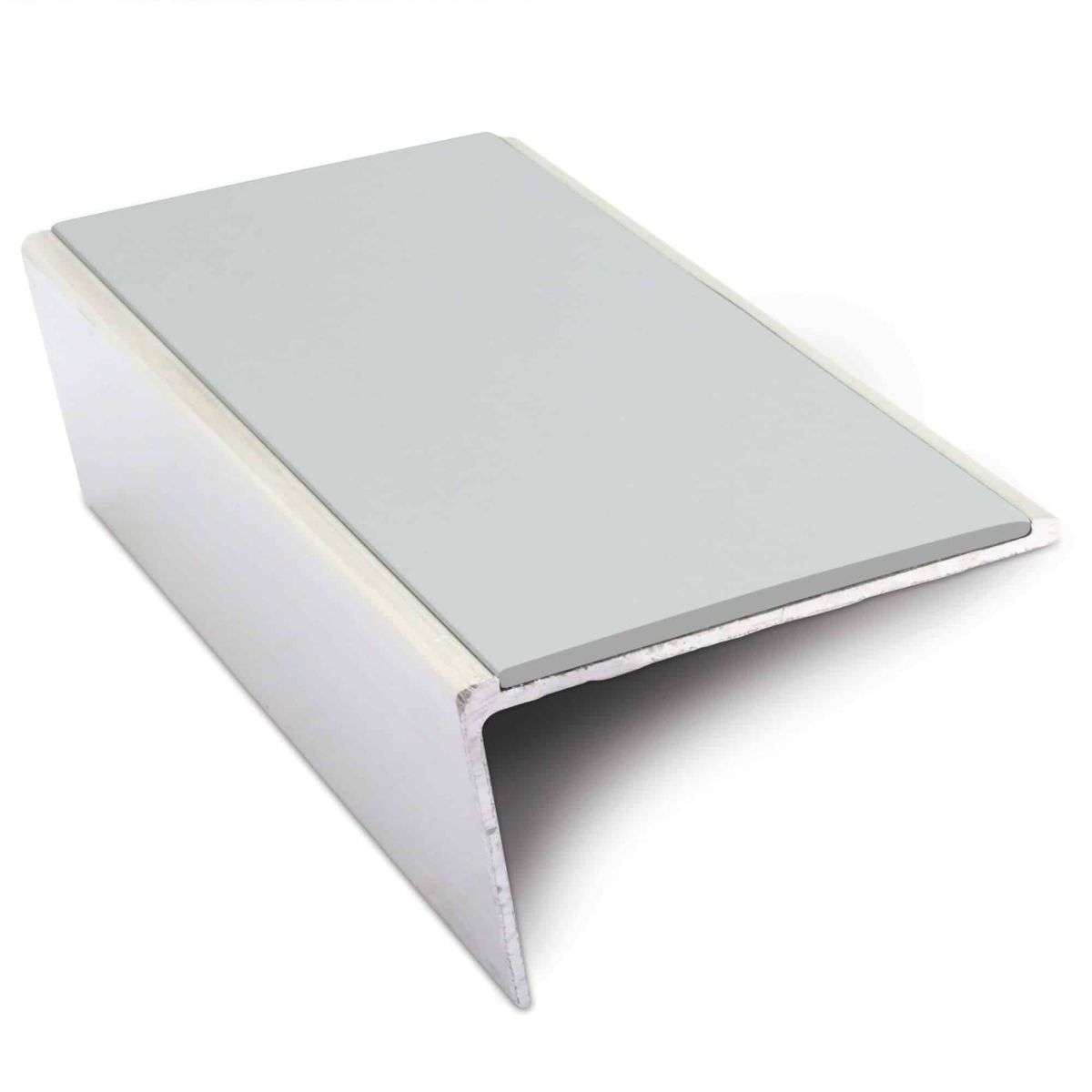 NSL02 57x32mm Aluminium Rakeback Stair Nosing with Anti-Slip PVC Insert Ice Grey