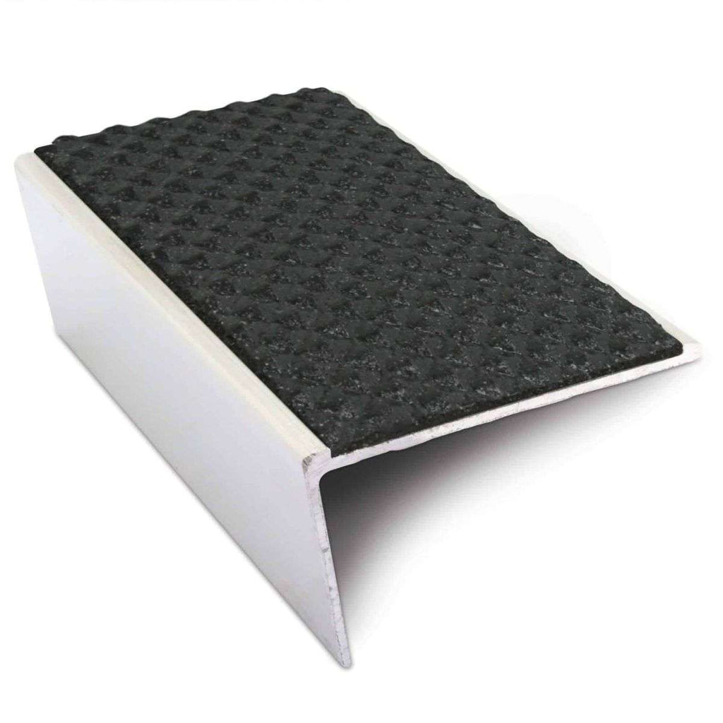 NSL02 57x32mm Aluminium Rakeback Stair Nosing with Anti-Slip PVC Insert Black Tredsafe