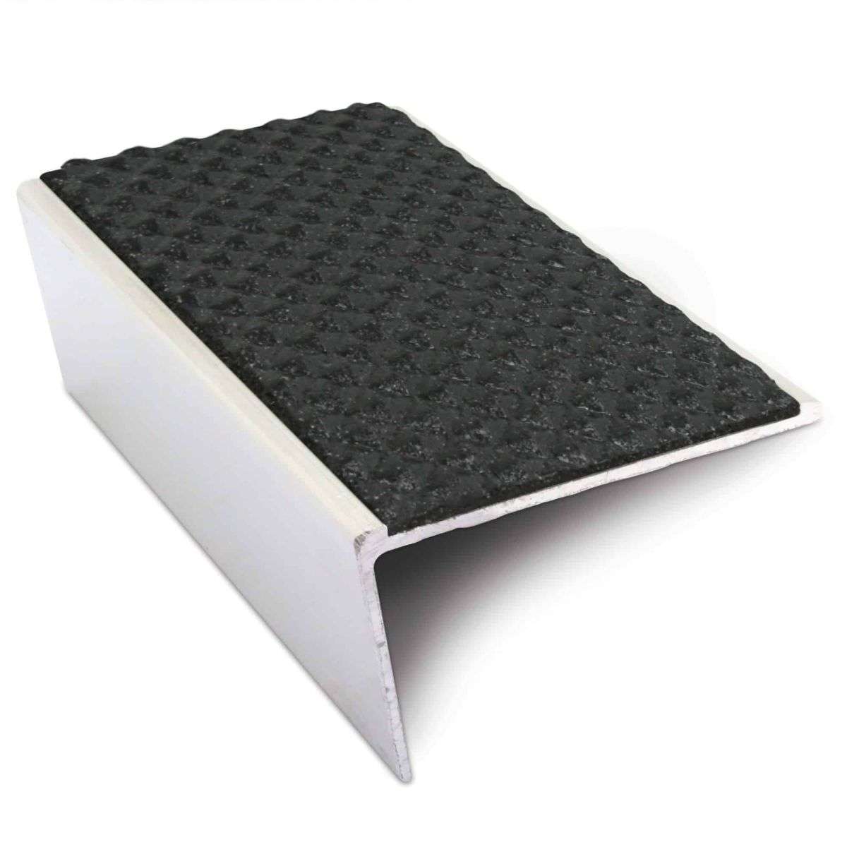 NSL02 57x32mm Aluminium Rakeback Stair Nosing with Anti-Slip PVC Insert Black Tredsafe