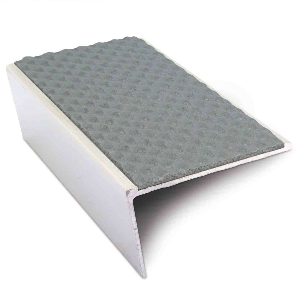 NSL02 57x32mm Aluminium Rakeback Stair Nosing with Anti-Slip PVC Insert Dolphin Grey Tredsafe
