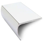 NSL03 57 x 40mm Aluminium Non Slip Stair Nosing Bullnose Edge Trim With Pvc Insert White