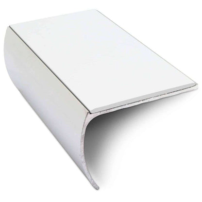 NSL03 57 x 40mm Aluminium Non Slip Stair Nosing Bullnose Edge Trim With Pvc Insert White