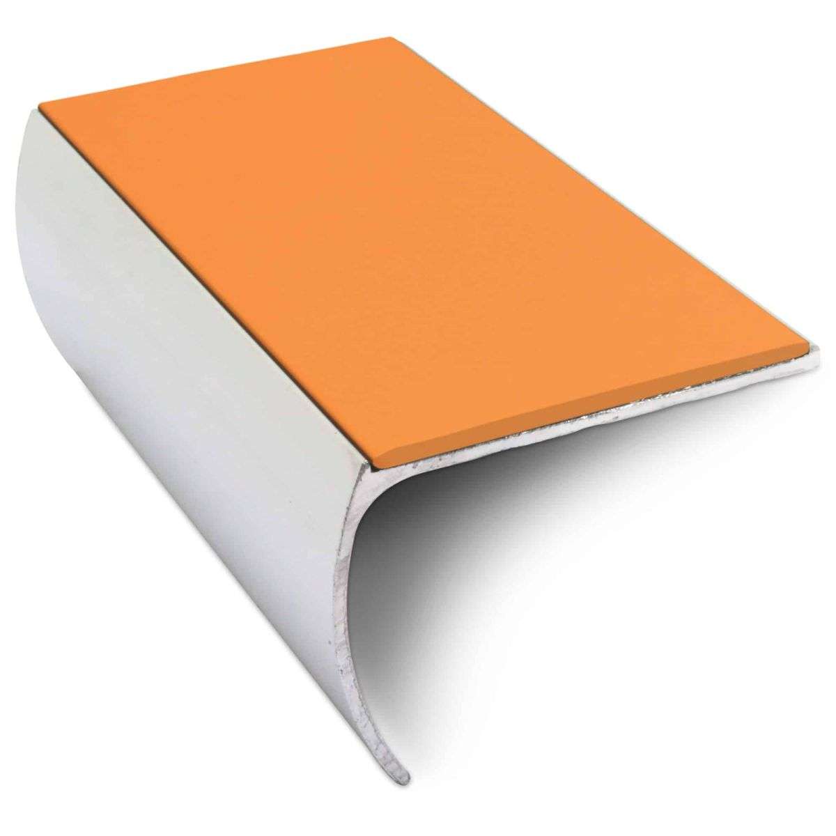 NSL03 57 x 40mm Aluminium Non Slip Stair Nosing Bullnose Edge Trim With Pvc Insert Tangerine