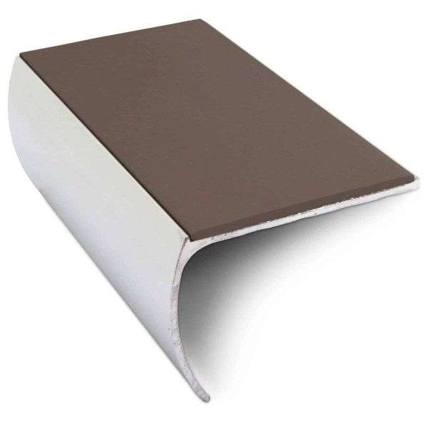 NSL03 57 x 40mm Aluminium Non Slip Stair Nosing Bullnose Edge Trim With Pvc Insert Brown