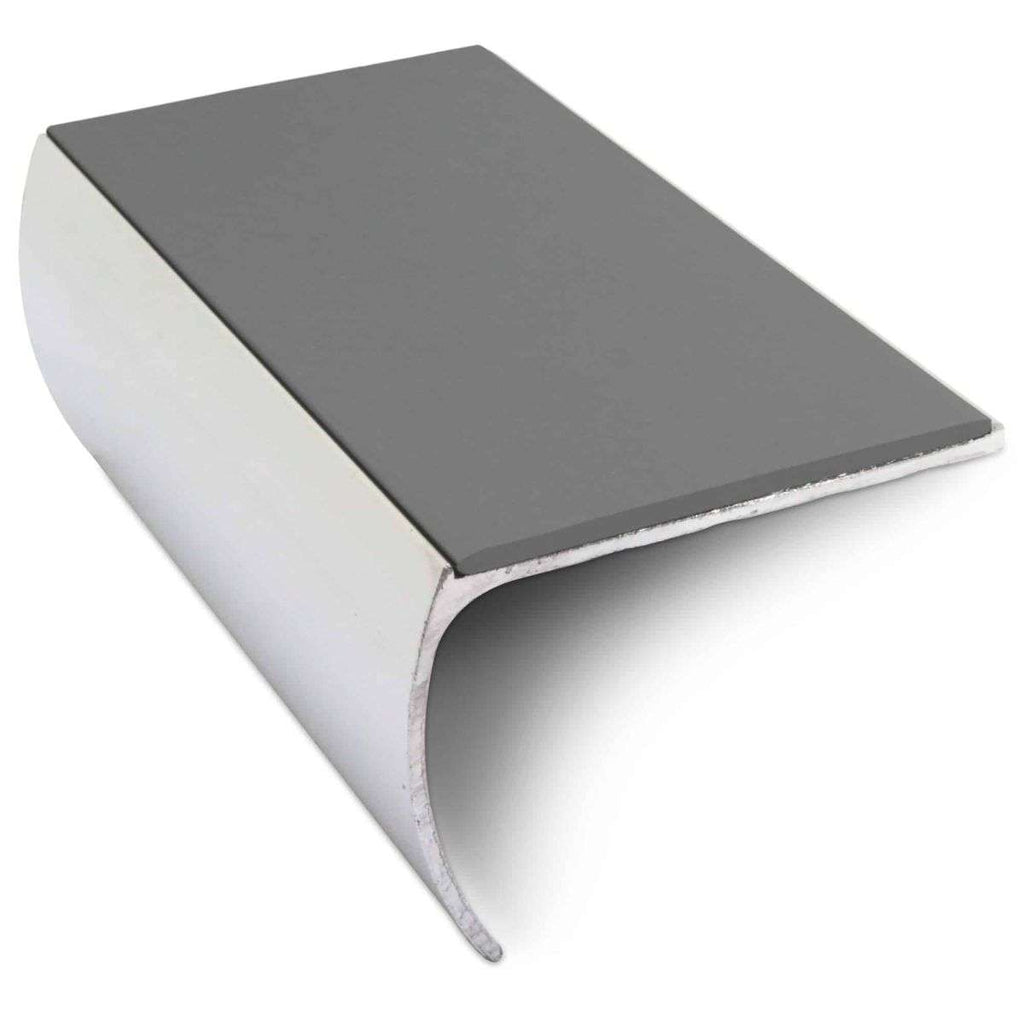 NSL03 57 x 40mm Aluminium Non Slip Stair Nosing Bullnose Edge Trim With Pvc Insert Midnight Grey