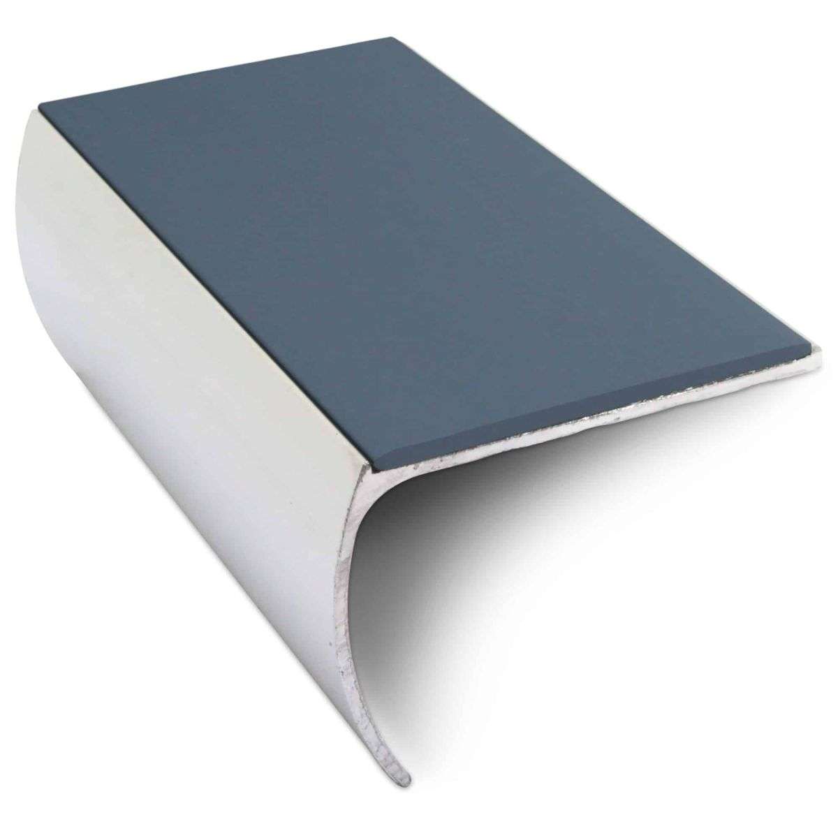 NSL03 57 x 40mm Aluminium Non Slip Stair Nosing Bullnose Edge Trim With Pvc Insert Cobalt Blue