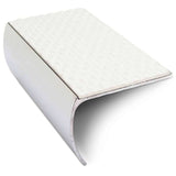 NSL03 Tredsafe 57 x 40mm Aluminium Non Slip Stair Nosing Bullnose Edge Trim With Pvc Insert White Tredsafe