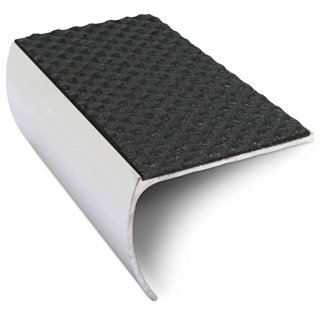 NSL03 Tredsafe 57 x 40mm Aluminium Non Slip Stair Nosing Bullnose Edge Trim With Pvc Insert Black Tredsafe