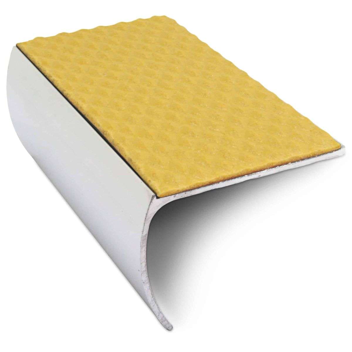 NSL03 Tredsafe 57 x 40mm Aluminium Non Slip Stair Nosing Bullnose Edge Trim With Pvc Insert Yellow Tredsafe