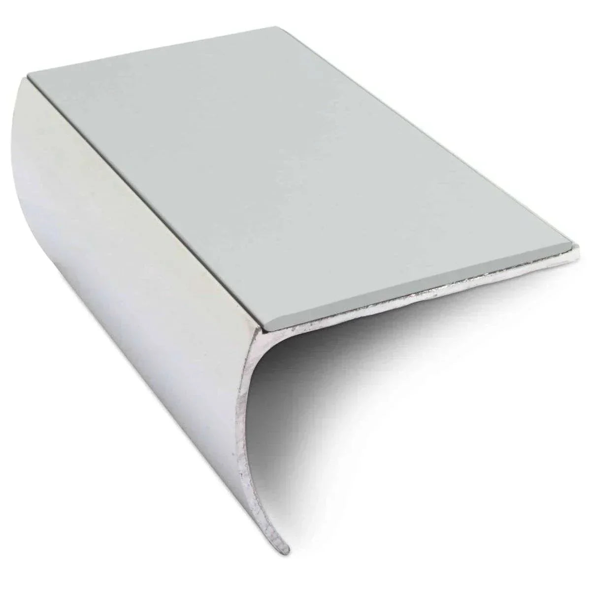 NSL03 57 x 40mm Aluminium Non Slip Stair Nosing Bullnose Edge Trim With Pvc Insert Ice Grey