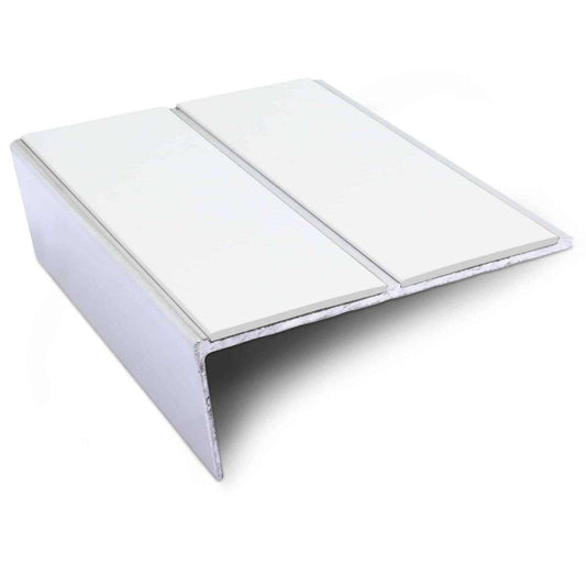 NSL10 85x32mm Aluminium Wide-Tread Stair Nosing with PVC Grip Insert White