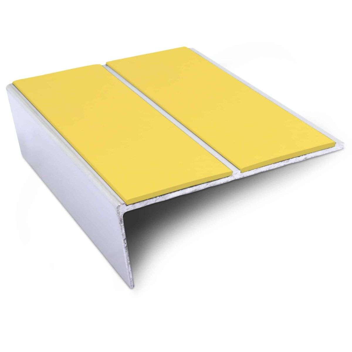 NSL10 85x32mm Aluminium Wide-Tread Stair Nosing with PVC Grip Insert Yellow