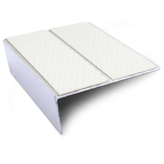 NSL10 85x32mm Tredsafe Aluminium Stair Edge Trim with Anti-Slip PVC White Tredsafe