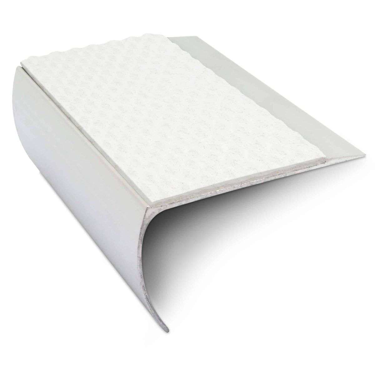 NSL25 Tredsafe 69 x 40mm Aluminium Non Slip Stair Nosing Edge Trim With PVC Insert White Tredsafe