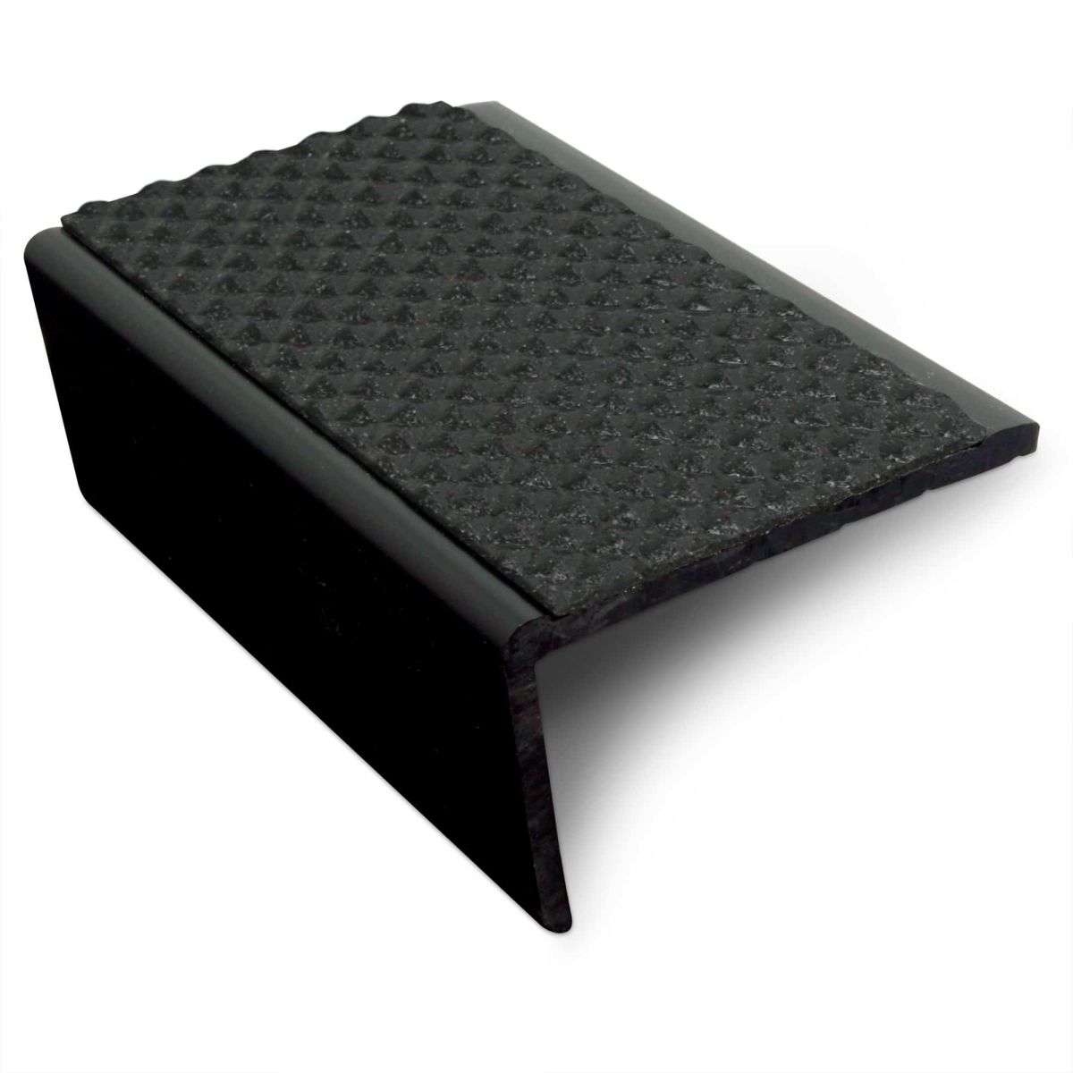 NSP 56x32.5mm Slimline Hard Nose PVC Stair Nosing – Non-Slip Profile Black Tredsafe