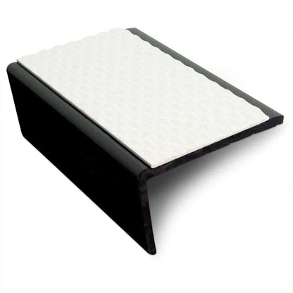 NSP 56x32.5mm Slimline Hard Nose PVC Stair Nosing – Non-Slip Profile White Tredsafe