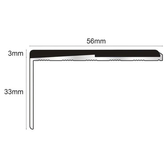Frontier NXFS01 Aluminium Straight Stair Nosing – 56mm x 33mm Safety Profile