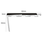 NXFS06 Aluminium Rakeback Stair Nosing – 62mm x 33mm Safety Profile